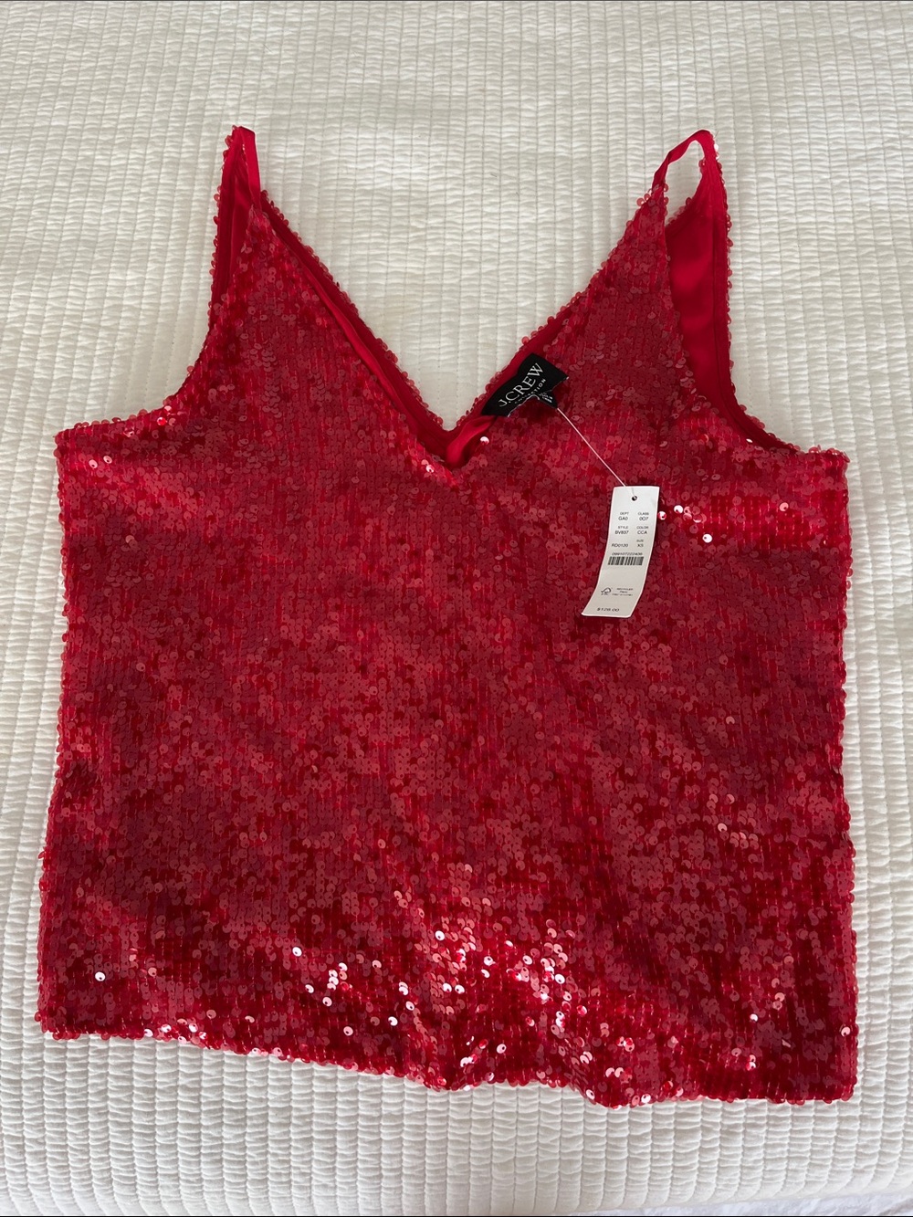 J. Crew Red Sequin V-Neck Camisole